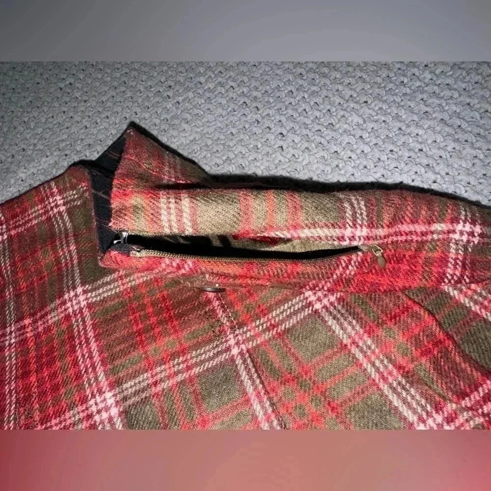 Gap Plaid Wool Micro Mini Pleated Red Brown Academia School Girl Skirt Y2K SZ 1 - Picture 9 of 9